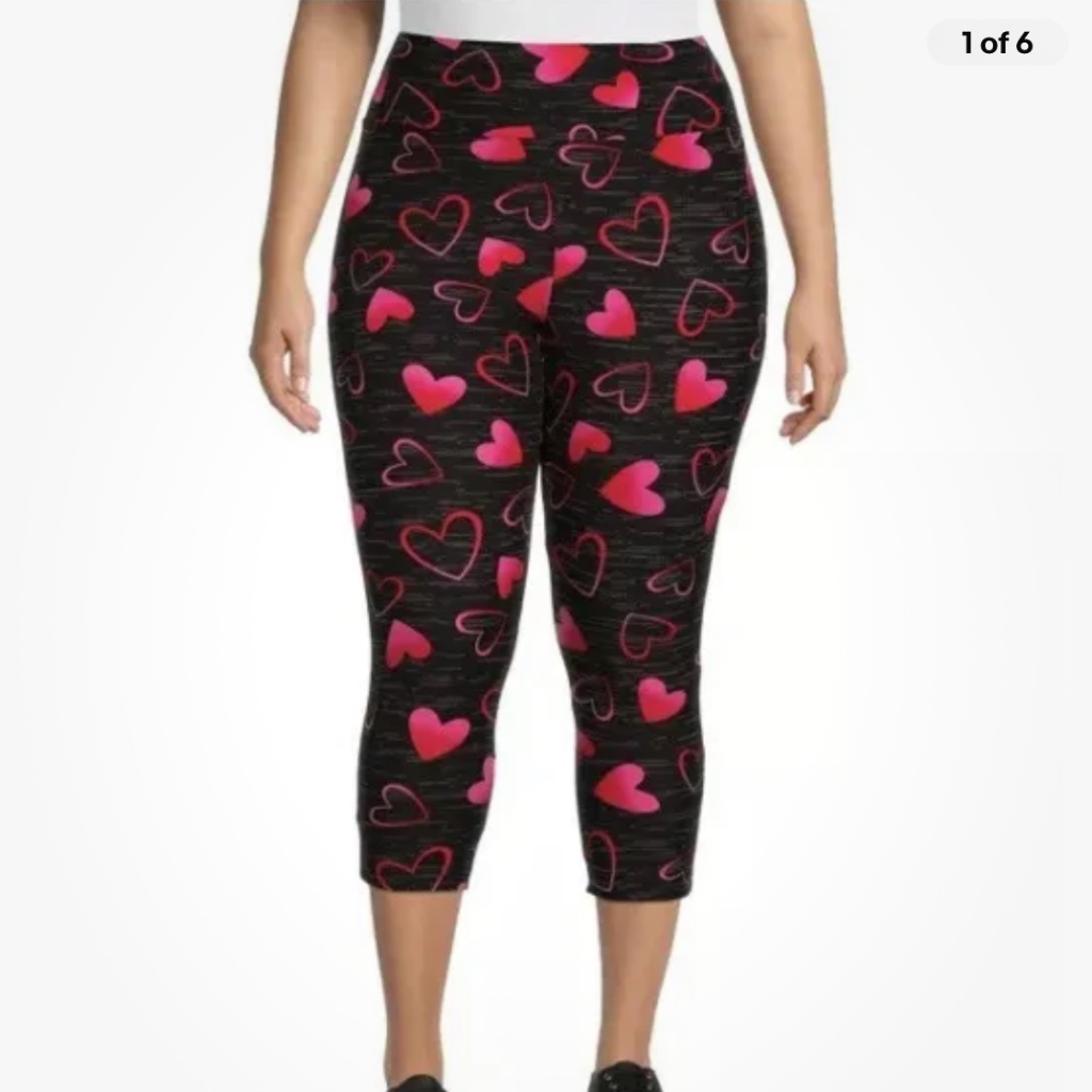 Terra And Sky Heart High Rise Capris Leggings Size 0x (14) New